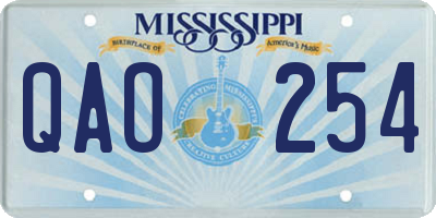 MS license plate QAO254