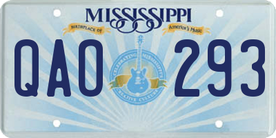 MS license plate QAO293