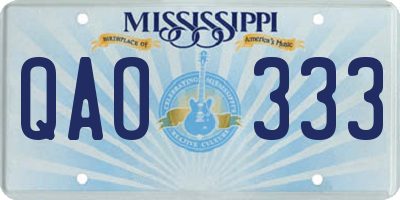 MS license plate QAO333