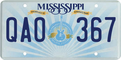 MS license plate QAO367