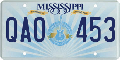 MS license plate QAO453