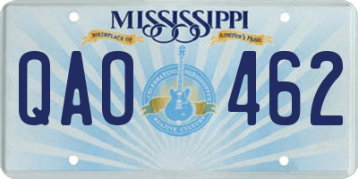 MS license plate QAO462