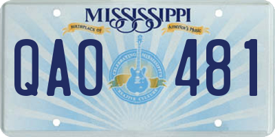 MS license plate QAO481