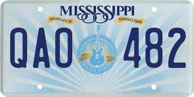 MS license plate QAO482
