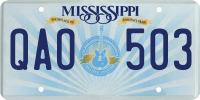 MS license plate QAO503