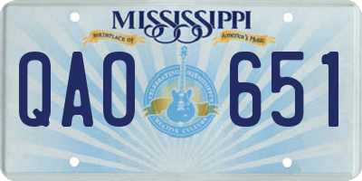 MS license plate QAO651