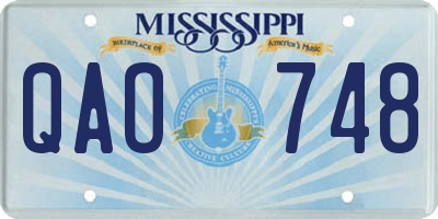 MS license plate QAO748