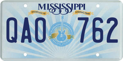 MS license plate QAO762