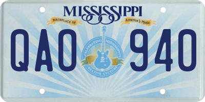 MS license plate QAO940