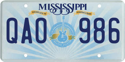 MS license plate QAO986
