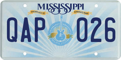 MS license plate QAP026