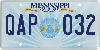 MS license plate QAP032