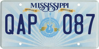 MS license plate QAP087