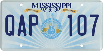 MS license plate QAP107