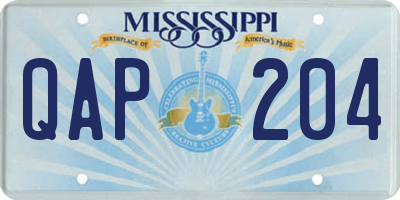 MS license plate QAP204