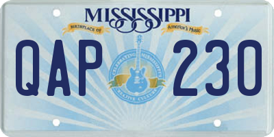 MS license plate QAP230