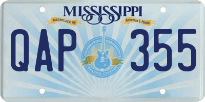 MS license plate QAP355