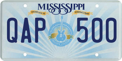 MS license plate QAP500