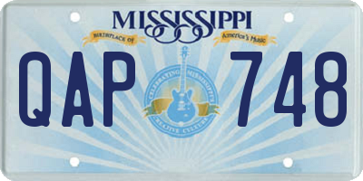MS license plate QAP748
