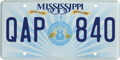 MS license plate QAP840