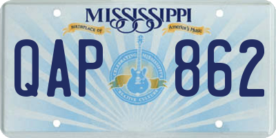 MS license plate QAP862