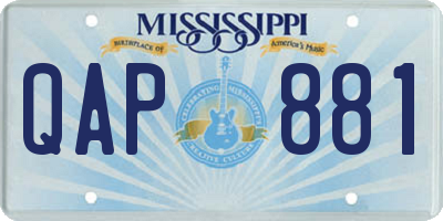 MS license plate QAP881