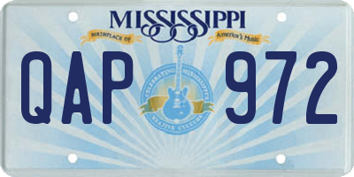 MS license plate QAP972