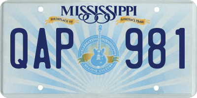 MS license plate QAP981