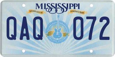 MS license plate QAQ072