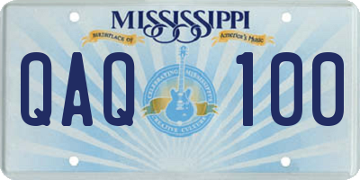 MS license plate QAQ100