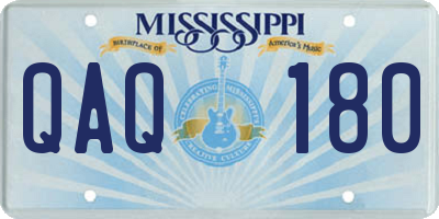 MS license plate QAQ180