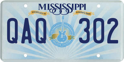 MS license plate QAQ302