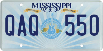MS license plate QAQ550