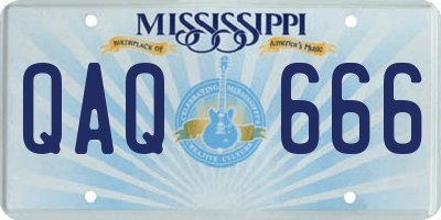 MS license plate QAQ666