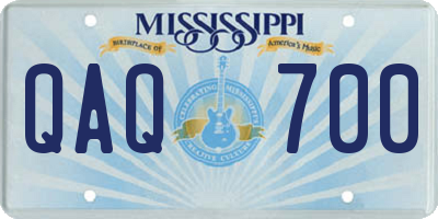 MS license plate QAQ700