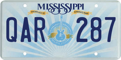 MS license plate QAR287