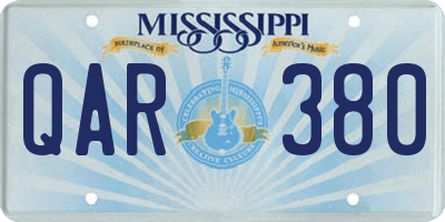 MS license plate QAR380