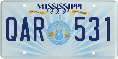MS license plate QAR531