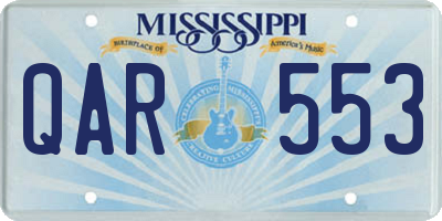 MS license plate QAR553