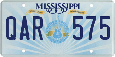 MS license plate QAR575
