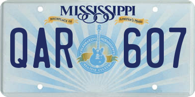 MS license plate QAR607