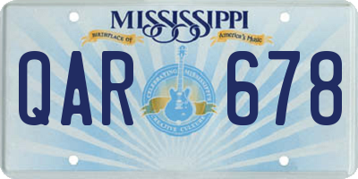 MS license plate QAR678