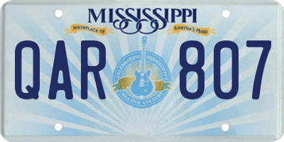 MS license plate QAR807