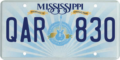 MS license plate QAR830