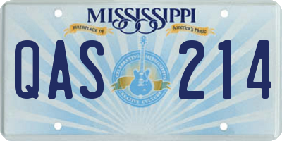 MS license plate QAS214