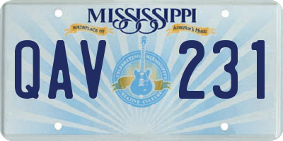 MS license plate QAV231