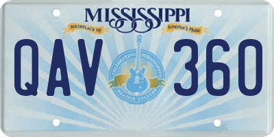 MS license plate QAV360