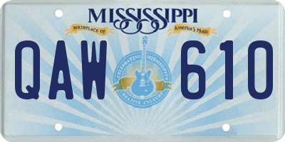 MS license plate QAW610