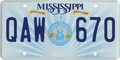 MS license plate QAW670