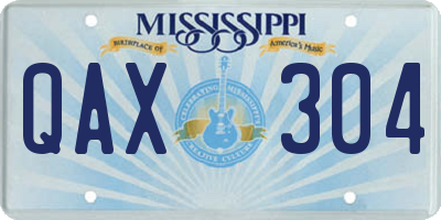 MS license plate QAX304